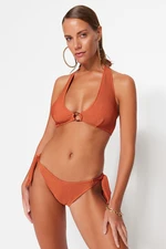 Trendyol Tile Tied Textured Normal Leg Bikini Bottom