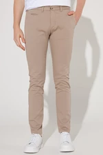 AC&Co / Altınyıldız Classics Men's Beige Slim Fit Slim Fit Trousers with Side Pockets, Cotton Diagonal Pattern Flexible Trousers.