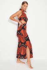 Trendyol Geometric Patterned Maxi Woven Beach Dress with Accessories