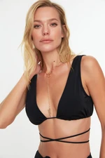 Trendyol Black Triangle Tie Bikini Top