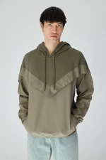 Trendyol Limited Edition Khaki Men's Oversize/Wide-Fit Long Sleeve Hoodie Sweatshirt