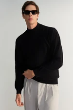 Trendyol Black Men's Regular Fit Half Turtleneck Viscose Soft Limited Edition Basic Knitwear Sweater.