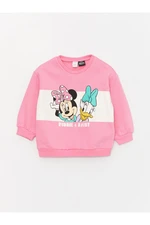 LC Waikiki Crew Neck Long Sleeve Disney Printed Sweatshirt for Baby Girl