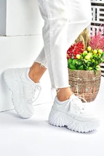 Fox Shoes Women's White Thick-soled Sneakers. Sneakers