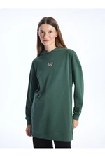 LC Waikiki Women's Hoodie, Embroidered Long Sleeve Sweatshirt Tunic