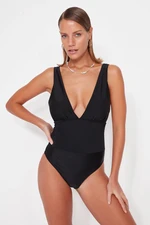 Trendyol Black Deep-Collected Gippes Regular Leg Swimsuit