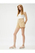 Koton High Waist Denim Shorts With Pockets, Elasticated Buttons