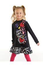 Mushi Zebra Heart Girls Black Dress With Ruffles