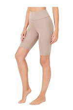 LOS OJOS Women's Beige High Waist Contouring Cycling Shorts Sport Leggings