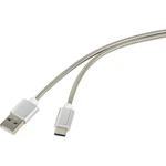 Renkforce #####USB-Kabel USB 2.0 #####USB-A Stecker, #####USB-C™ Stecker 1.00 m strieborná káblový plášť z nerezovej oce