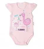 Baby Nellys Bavlněné kojenecké body, kr. rukáv, Flamingo - sv. růžové, vel. 62 (2-3m)