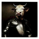 KARE DESIGN Skleněný obraz Knight Cow 120×120 cm