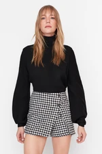 Trendyol Black Houndstooth mintás szőtt rövid szoknya