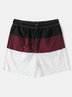 Men Colorblock Drawstring Mesh Inside Quick Dry Shorts