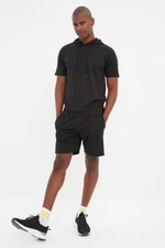 Trendyol Black Men's Regular/Regular Fit Hooded, Shorts and Tracksuit Set