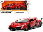 Lamborghini Veneno Red and Black "Hyper-Spec" Series 1/24 Diecast Model Car by Jada