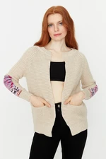 Trendyol Beige Garni Detailed Knitwear Cardigan