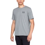 Pánské triko Under Armour Sportstyle Left Chest SS  Steel Light Heather/Black  M