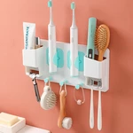 Multifunctional Wall-mounted Toothbrush Holder Gravity Induction Gripping Toothbrush Holder Shaver Holder With Hook Desi