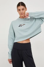 Tepláková mikina Reebok Studio Vector dámska, zelená farba, jednofarebná