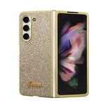 Zadní kryt Guess PC/TPU Glitter Flakes Metal Logo pro Samsung Z Fold5, zlatá