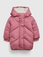 Pink Girls' Winter Quilted Jacket with Faux Fur GAP