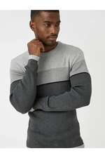 Koton Basic Knitwear Sweater Crew Neck Color Blocked