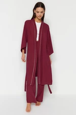 Trendyol Damson dvojdielny viskózový župan s viazaním - spodný diel pyžama tkaná súprava pyžám