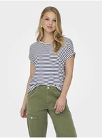 Blue and White Women's Striped T-Shirt ONLY Moster - Women