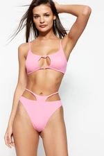 Trendyol Pink Cut Out/Windowed High Waist Bikini Bottoms With Regular Leg
