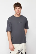 Trendyol Anthracite Oversize High Block Printing Technique T-Shirt