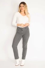 Şans Women's Plus Size Gray 5-Pocket Jeans Pants