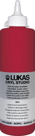 Lukas Cryl Studio Acrylic Paint Plastic Bottle Akrylová farba Cadmium Red Deep Hue 500 ml 1 ks