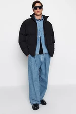 Trendyol černá unisex oversize fit stojatá límec péřová bunda