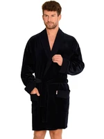 Bathrobe De Lafense 711 Velour M-2XL men's navy blue 042