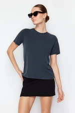 Trendyol Anthracite Premium Soft Textured Modal Basic Knitted T-Shirt