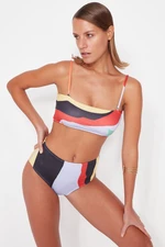 Trendyol színes absztrakt mintás magas derékú bikini alsó
