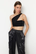 Trendyol Black Crop Shiny Knitted Bustier