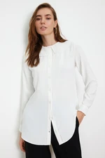 Trendyol White Ruffle Collar Crepe Elegant Woven Shirt