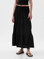 Black women's muslin maxi skirt with ruffle GAP