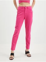 Women's Navy Pink Cropped Mom Fit Jeans Pieces Kesia - Women's