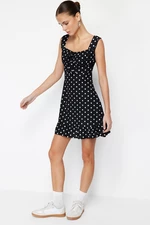 Trendyol Black*001 Square Neck Flounced A-Line Mini Knitted Mini Dress