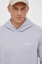 Mikina Calvin Klein pánská, šedá barva, s kapucí, hladká, K10K109927