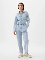 Light blue women's long denim jumpsuit GAP