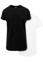 Pre-Pack Long Shaped Turnup Tee 2-pack black+white