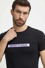 Bavlnené elegantné tričko Emporio Armani Underwear čierna farba, s potlačou, 111035 4R517