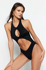 Trendyol Black Halterneck Cut Out/High Leg Swimsuit with Window