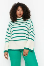 Trendyol Curve Green Striped Knitwear Sweater