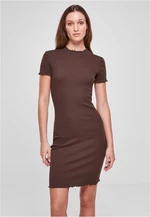 Women's dress with brown ribbing