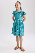 DEFACTO Girl Patterned Short Sleeve Combed Cotton Dress